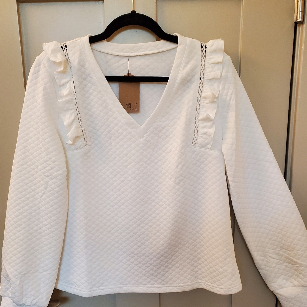White diamond-stitched quilt-stitch top - Picture 5 of 13